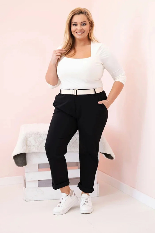 Kesi Kalhoty Plus Size ART52293 s páskem Barva: Černá, Velikost: 6XL