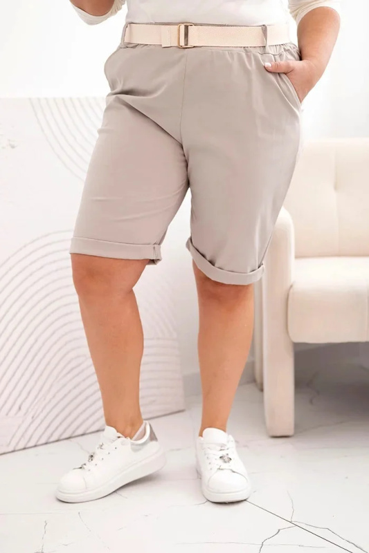 Kesi Šortky Plus Size ART52231 s páskem Barva: Šedá - světle, Velikost: 6XL