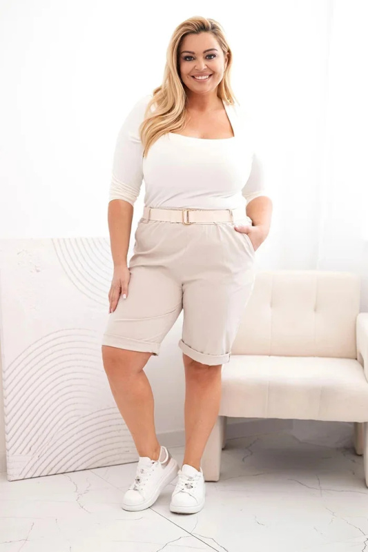 Kesi Šortky Plus Size ART52231 s páskem Barva: Béžová, Velikost: 5XL