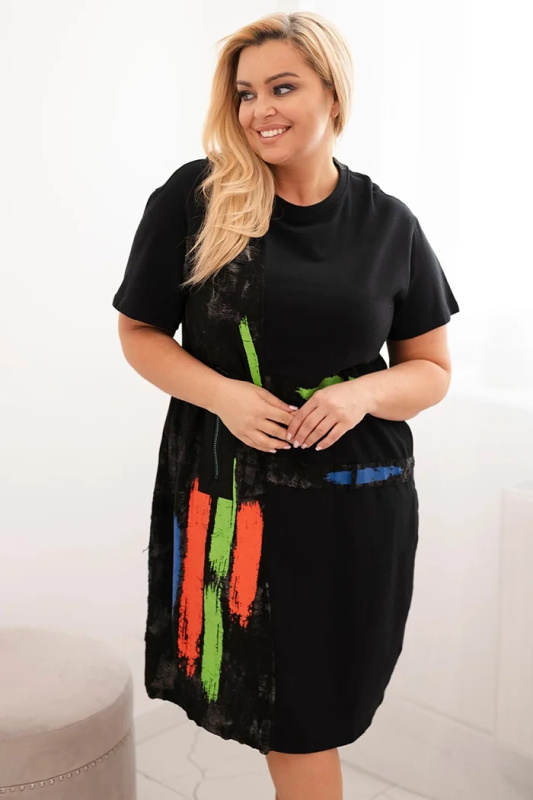 Kesi Šaty Plus Size 1739 s barevným potiskem Velikost: UNI