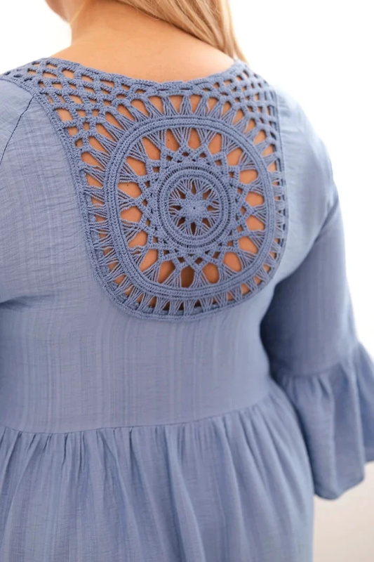 Kesi Viskózové šaty Plus Size 21597 s ozdobou na zádech Barva: Modrá, Velikost: UNI