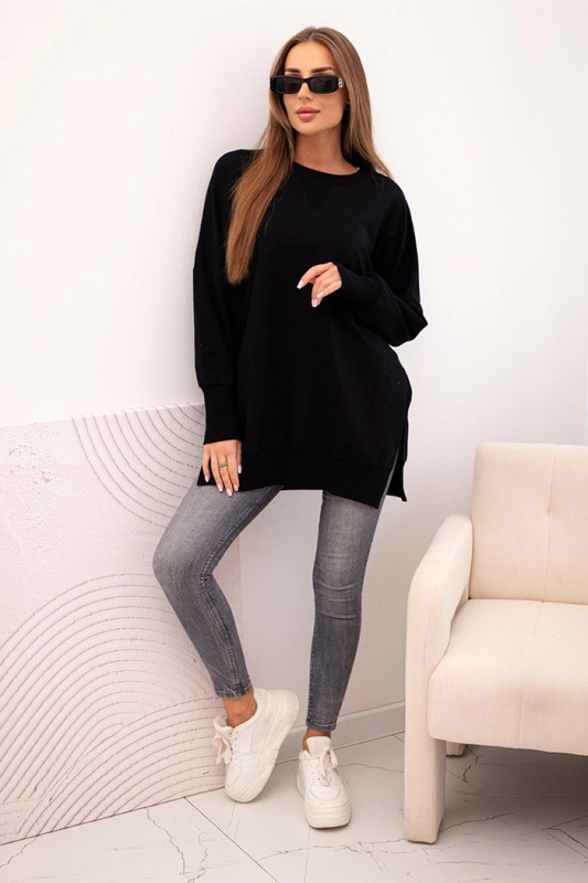 Dámská bavlněná mikina Kesi  se širokým lemem dole Barva: Černá, Velikost: UNI