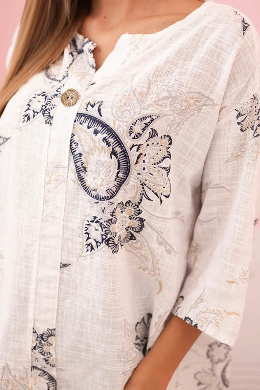 Kesi Dámská oversize halenka 25290 s ohrnutým rukávem Barva: Tělová, Velikost: UNI