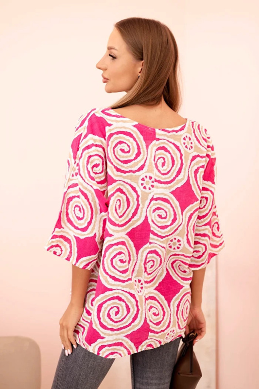 Kesi Dámská oversized halenka 22003-2 s ohrnutým rukávem Barva: Fialová, Velikost: UNI