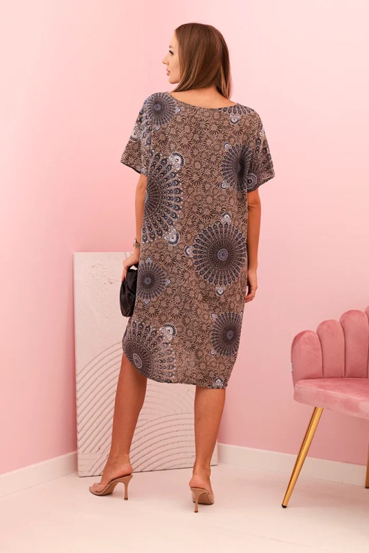 Kesi Dámské bavlněné šaty s orientálním vzorem Barva: Hnědá, Velikost: UNI