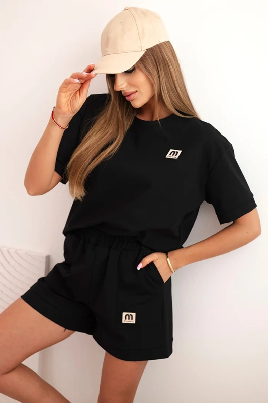 Kesi Dámská souprava 7540 s krátkým rukávem a volnými šortkami Barva: Černá, Velikost: UNI