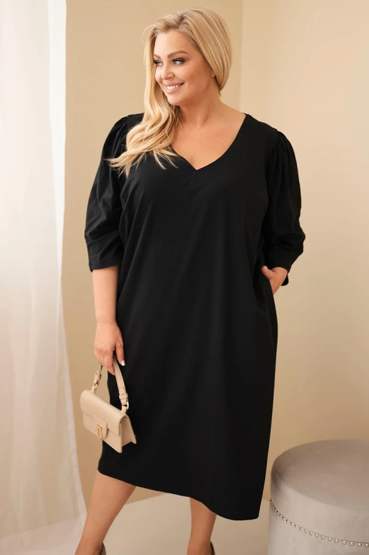 Kesi Dámské šaty Plus Size 7086 Barva: Černá, Velikost: UNI