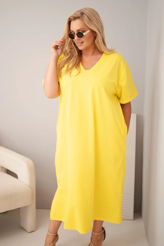 Kesi Dámské šaty Plus Size 7084 Barva: Žlutá, Velikost: 4XL
