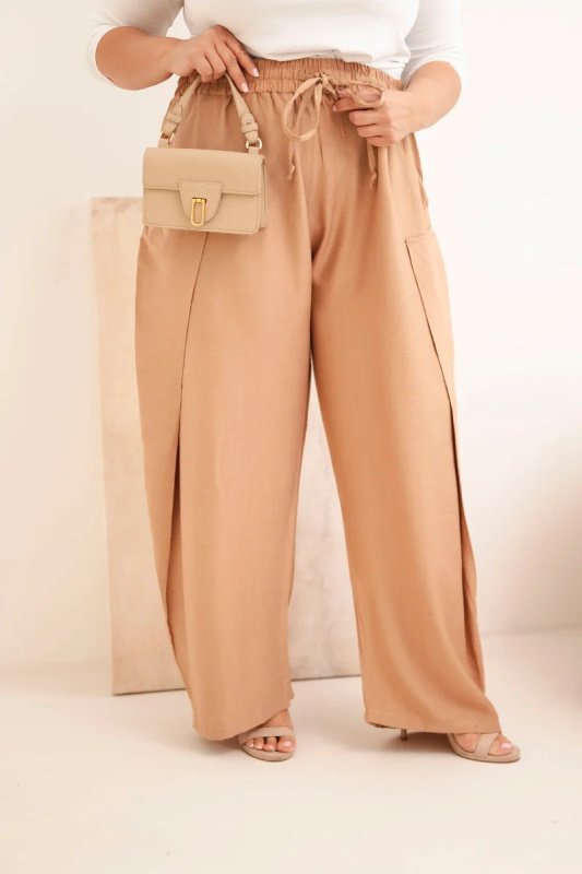 Kesi Dámské kalhoty Plus Size 8118 Barva: Béžová, Velikost: UNI