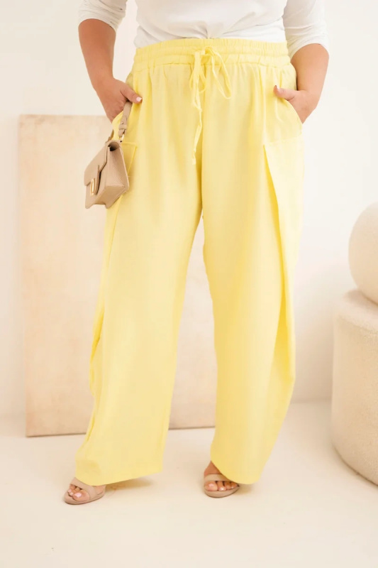 Kesi Dámské kalhoty Plus Size 8118 Barva: Žlutá, Velikost: UNI
