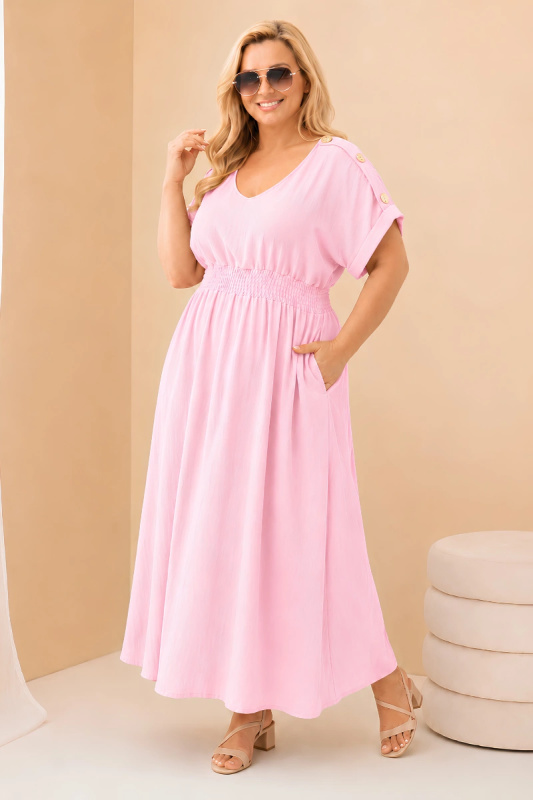 Kesi Dámské šaty Plus Size IT128 Barva: Růžová - světle, Velikost: UNI