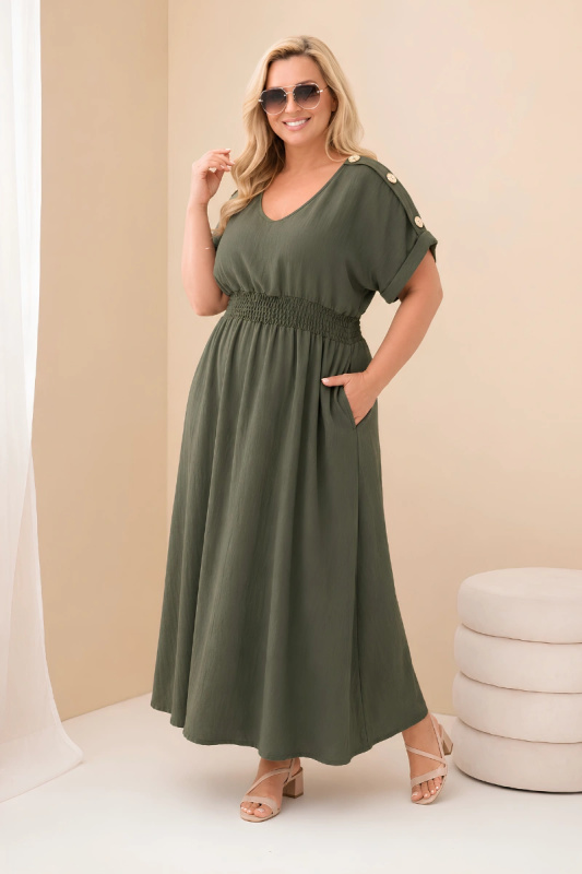 Kesi Dámské šaty Plus Size IT128 Barva: Zelená, Velikost: UNI