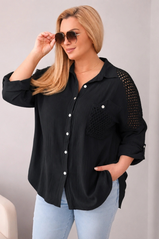 Kesi Dámská košile Plus Size ART13249 Barva: Černá, Velikost: UNI