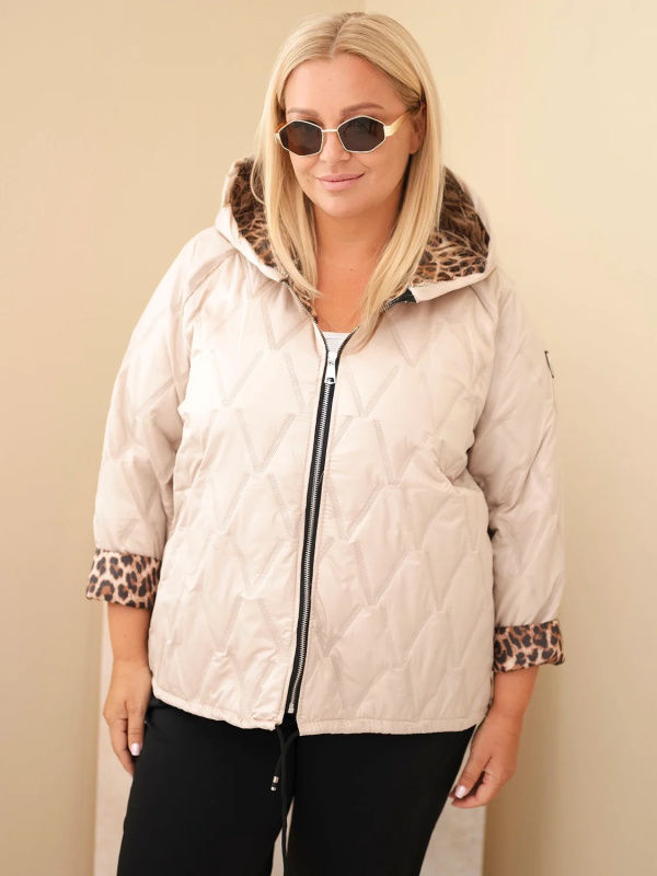 Kesi Dámská bunda Plus Size 5680-8 Barva: Béžová - světle, Velikost: UNI