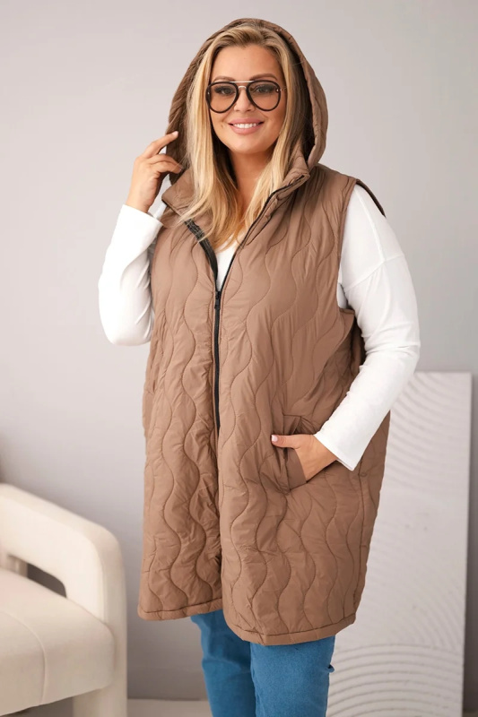 Kesi Dámská vesta Plus Size 7090 Barva: Béžová, Velikost: UNI