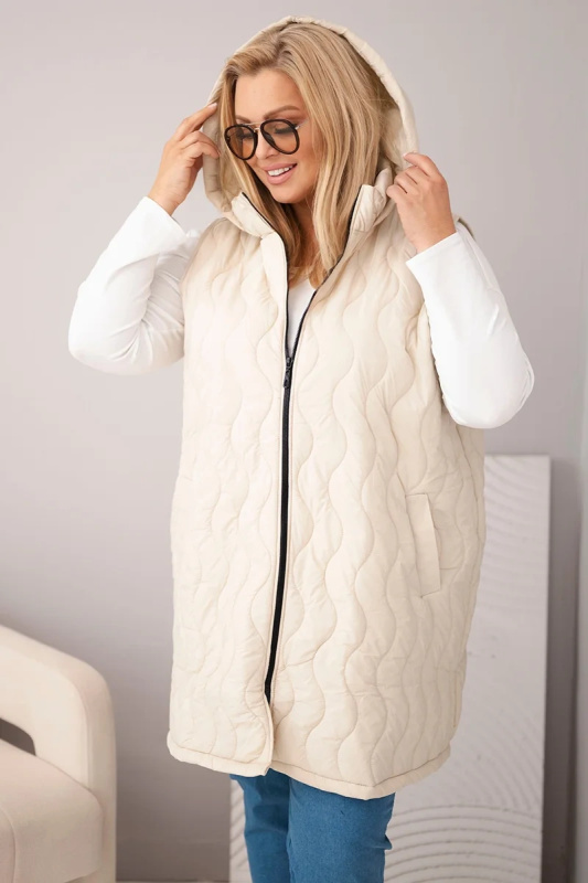 Kesi Dámská vesta Plus Size 7090 Barva: Béžová, Velikost: UNI