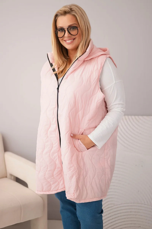 Kesi Dámská vesta Plus Size 7090 Barva: Růžová, Velikost: UNI
