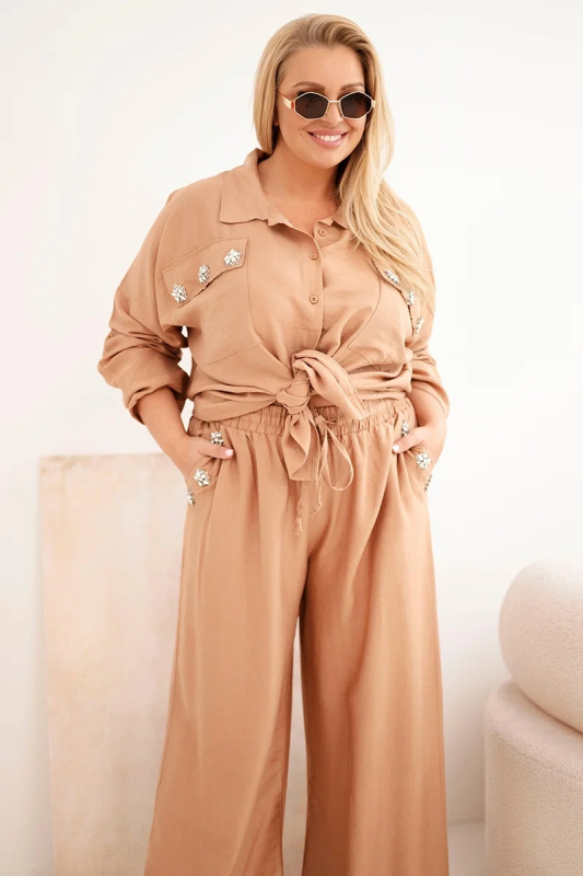 Kesi Dámský komplet Plus Size 8120 Barva: Béžová, Velikost: UNI