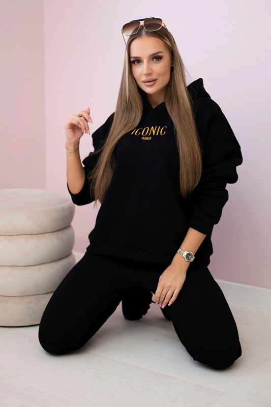 Kesi Bavlněná souprava Desiree, mikina s vyšívkou + kalhotami Barva: Černá, Velikost: UNI