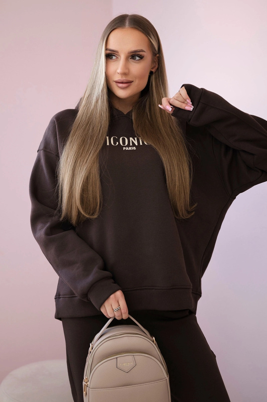 Kesi Bavlněná souprava Desiree, mikina s vyšívkou + kalhotami Barva: Hnědá, Velikost: UNI