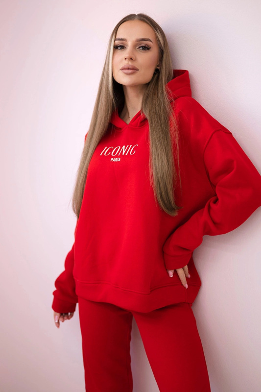 Kesi Bavlněná souprava Desiree, mikina s vyšívkou + kalhotami Barva: Červená, Velikost: UNI