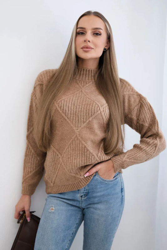 Kesi Svetr  Selena s modním vzorem Barva: Hnědá, Velikost: UNI
