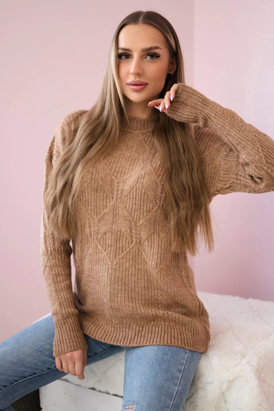 Kesi Dámský svetr s modním vzorem Isla Barva: Hnědá, Velikost: UNI