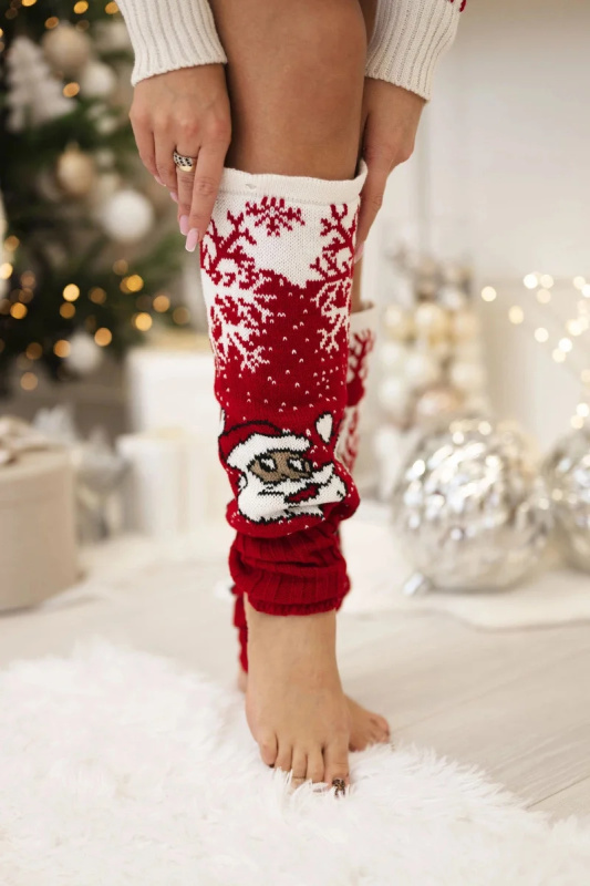 Vánoční set 1005 svetr + čepice + podkolenky červené UNI