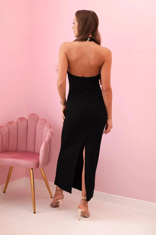 Kesi Dámské šaty ART10086 s vázáním Barva: Černá, Velikost: UNI