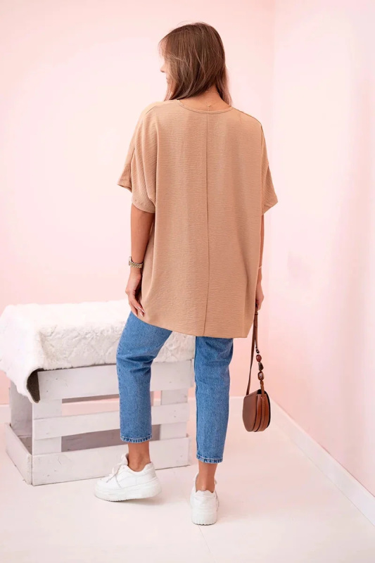 Oversized halenka s přívěskem světlý velbloud UNI