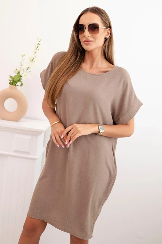 Kesi Šaty 5954D s kapsami Barva: Béžová - tmavě, Velikost: UNI