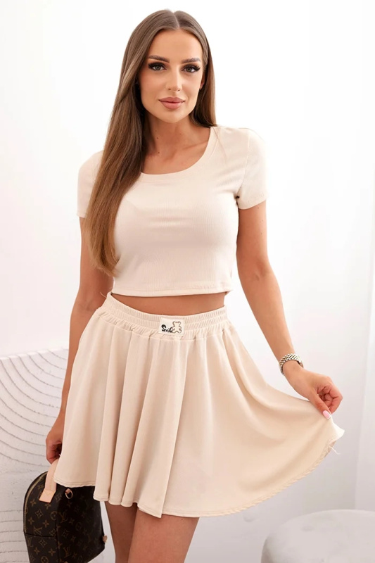 Kesi Dámský komplet ART24153 - halenka + sukně Barva: Béžová, Velikost: UNI