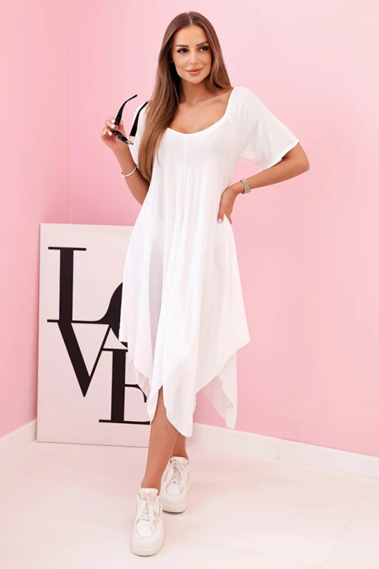 Kesi Dámské viskózové šaty 3184 s krátkým rukávem Barva: Bílá, Velikost: UNI