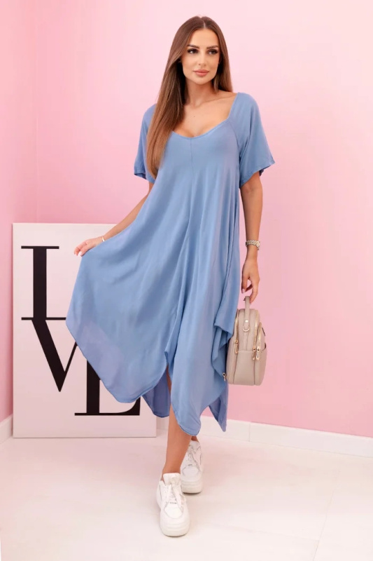 Kesi Dámské viskózové šaty 3184 s krátkým rukávem Barva: Modrá, Velikost: UNI