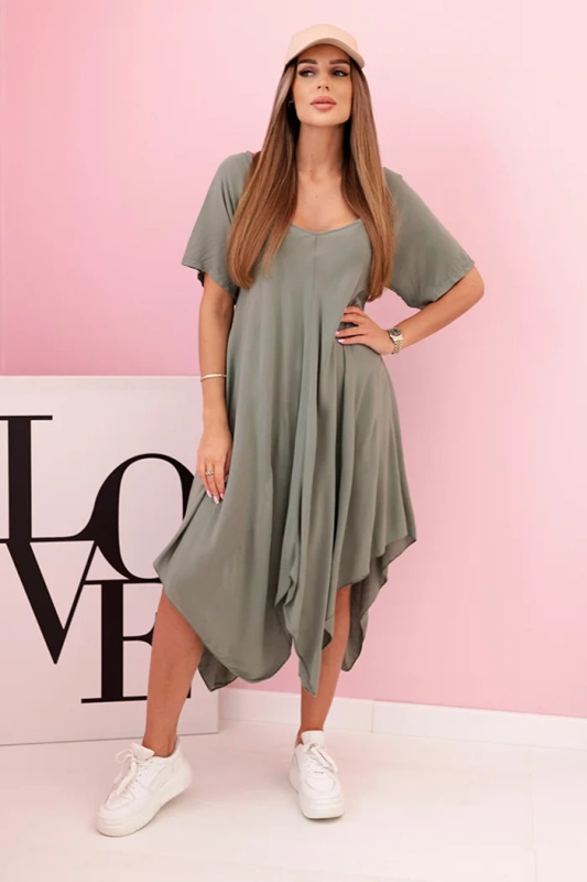 Kesi Dámské viskózové šaty 3184 s krátkým rukávem Barva: Zelená, Velikost: UNI