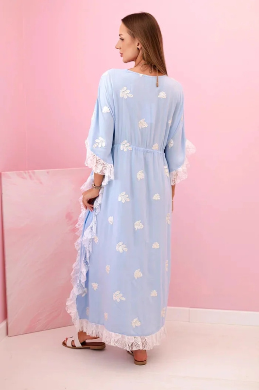 Kesi Dámské boho viskózové pareo Jaš s krajkou Barva: Modrá, Velikost: UNI