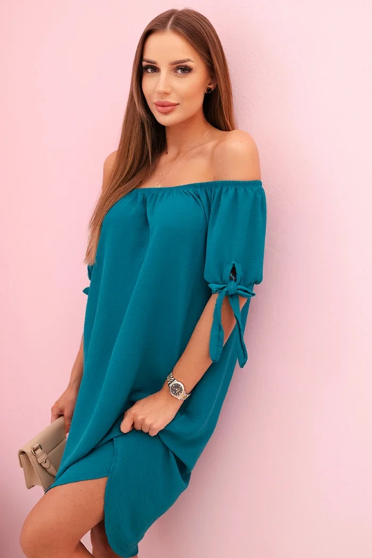 Kesi Šaty Frida svázané na rukávech Barva: Modrá, Velikost: UNI