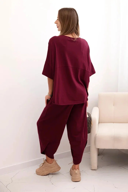 Kesi Bavlněný komplet Blum  halenka + kalhoty Barva: Fialová, Velikost: UNI