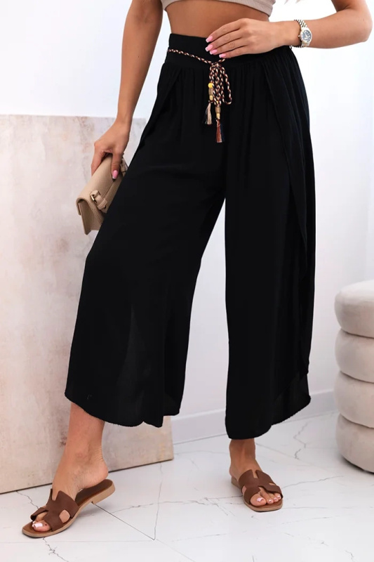 Kesi Dámské viskózové kalhoty Ali s rozparkem na nohavicích Barva: Černá, Velikost: UNI