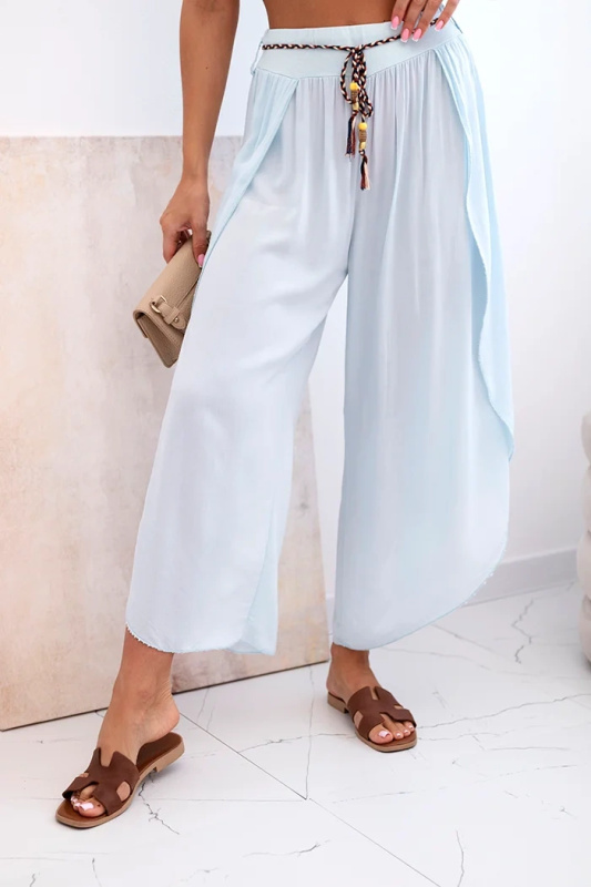 Kesi Dámské viskózové kalhoty Ali s rozparkem na nohavicích Barva: Modrá, Velikost: UNI