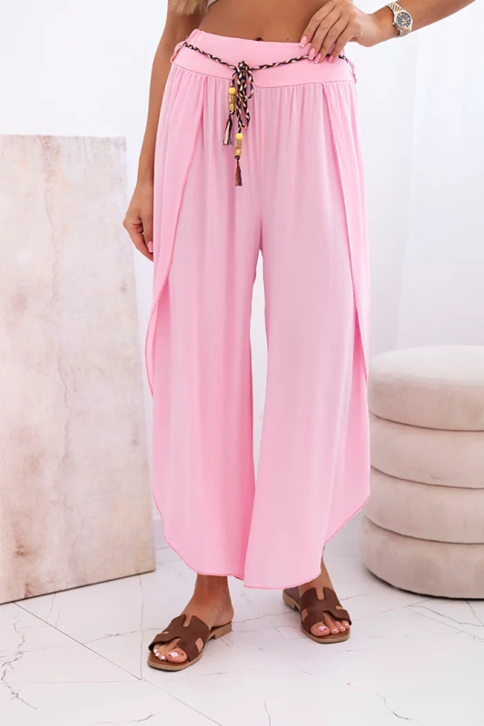 Kesi Dámské viskózové kalhoty Ali s rozparkem na nohavicích Barva: Růžová, Velikost: UNI