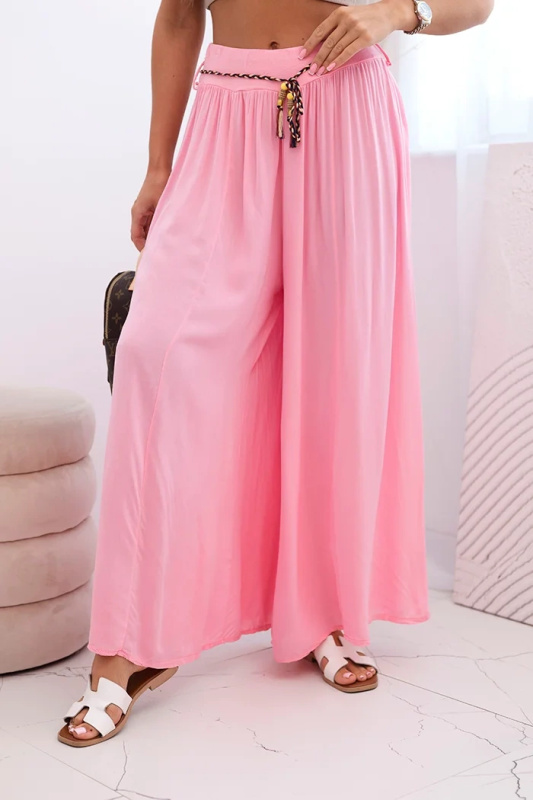 Kesi Dámské kalhoty Iba z viskózy se širokými nohavicemi Barva: Růžová, Velikost: UNI