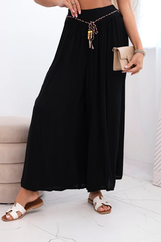 Kesi Dámské kalhoty Iba z viskózy se širokými nohavicemi Barva: Černá, Velikost: UNI