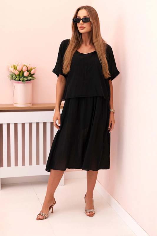 Kesi Dámské bavlněné šaty Jun s volným střihem Barva: Černá, Velikost: UNI