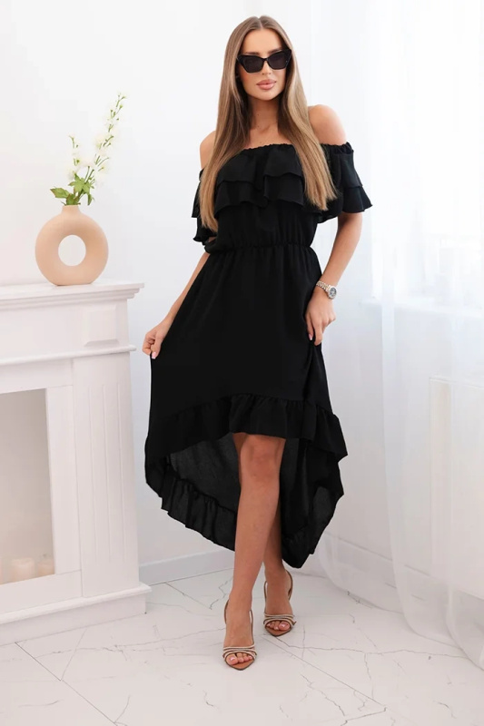 Kesi Dámské šaty s odhalenými rameny a prodlouženými zády Barva: Černá, Velikost: UNI