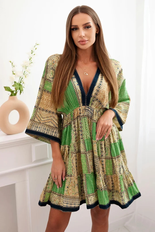 Kesi Dámské šaty CD213 s výstřihem do V Barva: Zelená, Velikost: UNI