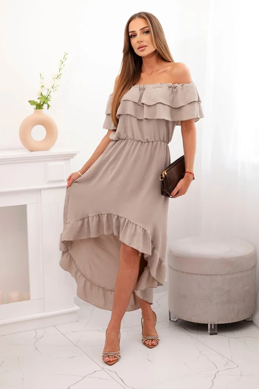 Kesi Dámské šaty IT-77 s odhalenými rameny Barva: Béžová - tmavě, Velikost: UNI