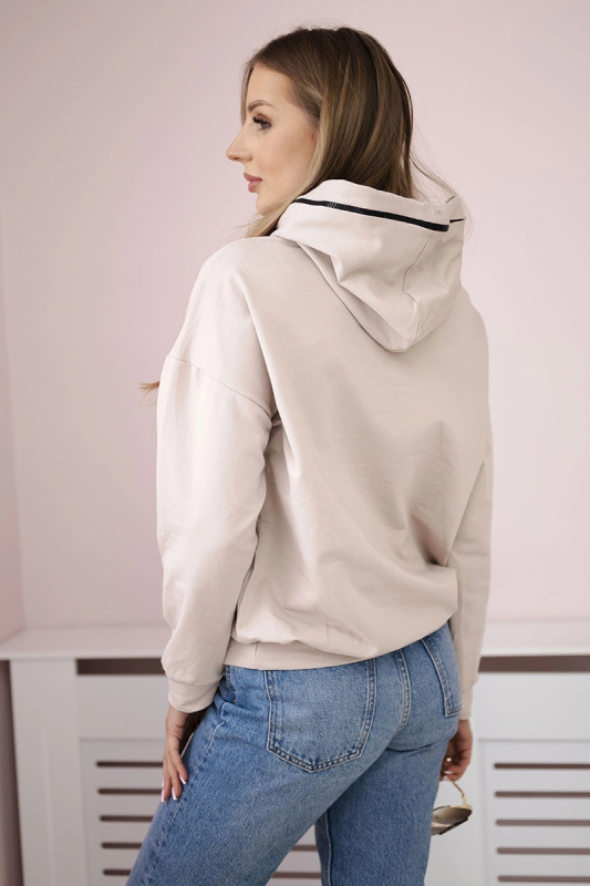 Kesi Dámská mikina 69564 se zipem na kapuci Barva: Béžová, Velikost: UNI