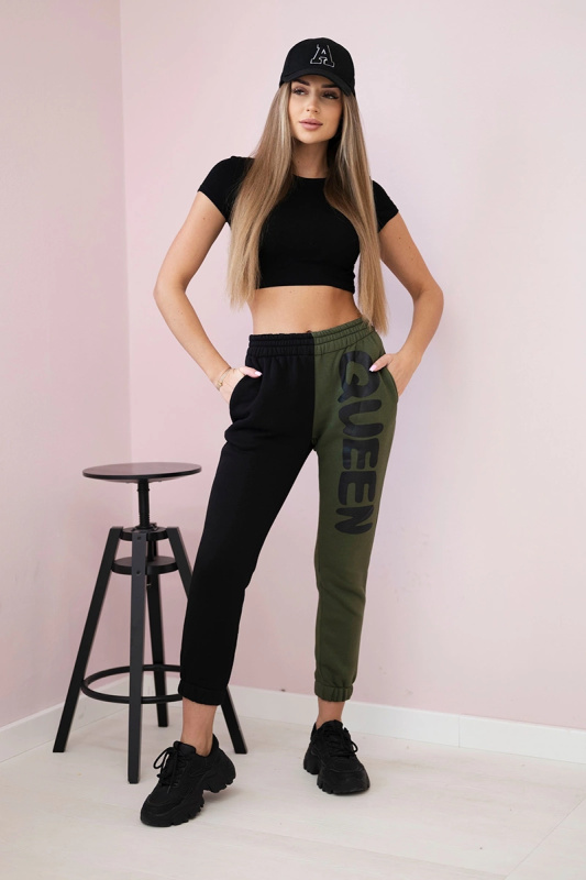 Kesi Dámské tepláky s nápisem QUEEN Barva: Zelená, Velikost: UNI