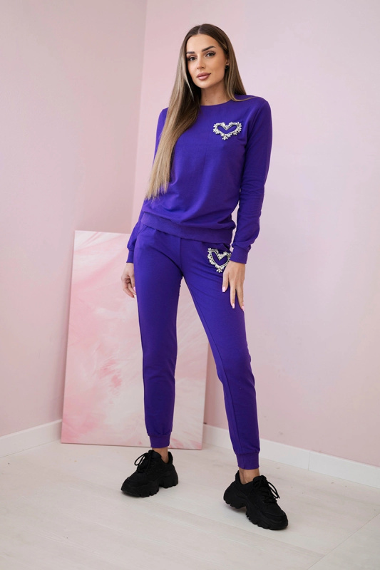 Kesi Dámská bavlněná souprava 69932 se srdíčkem Barva: Fialová, Velikost: UNI